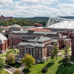 Aerial photo of campus taken by a drone.